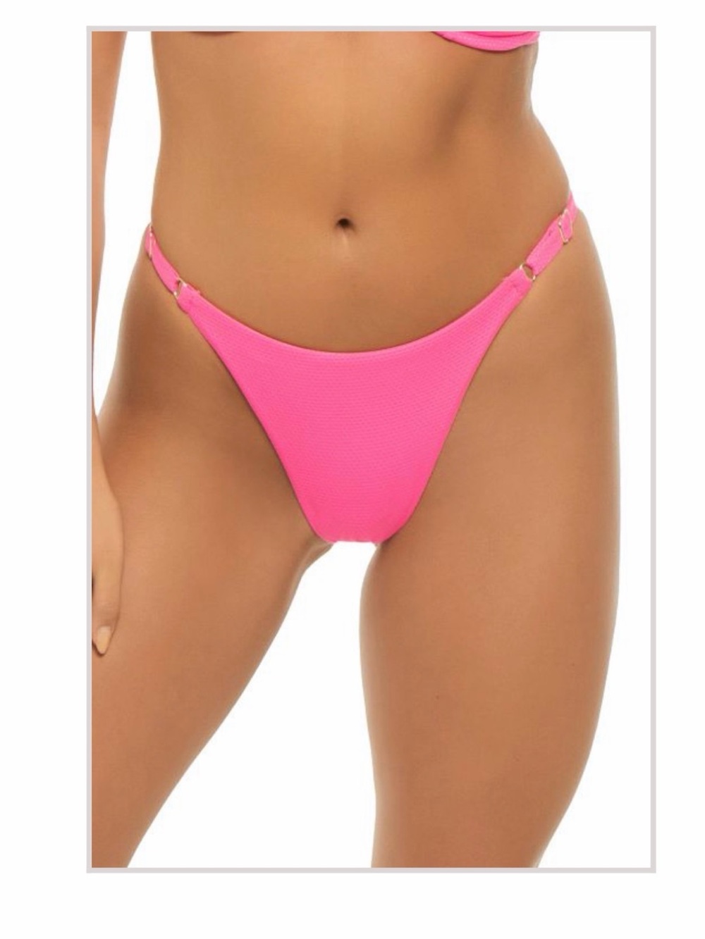 MaxSwim Parker Textured Tab Side Hipster Bikini Bottom Pink Bubblegum M